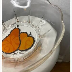 Georges Briard Glass Bowl with Orange Pear Design